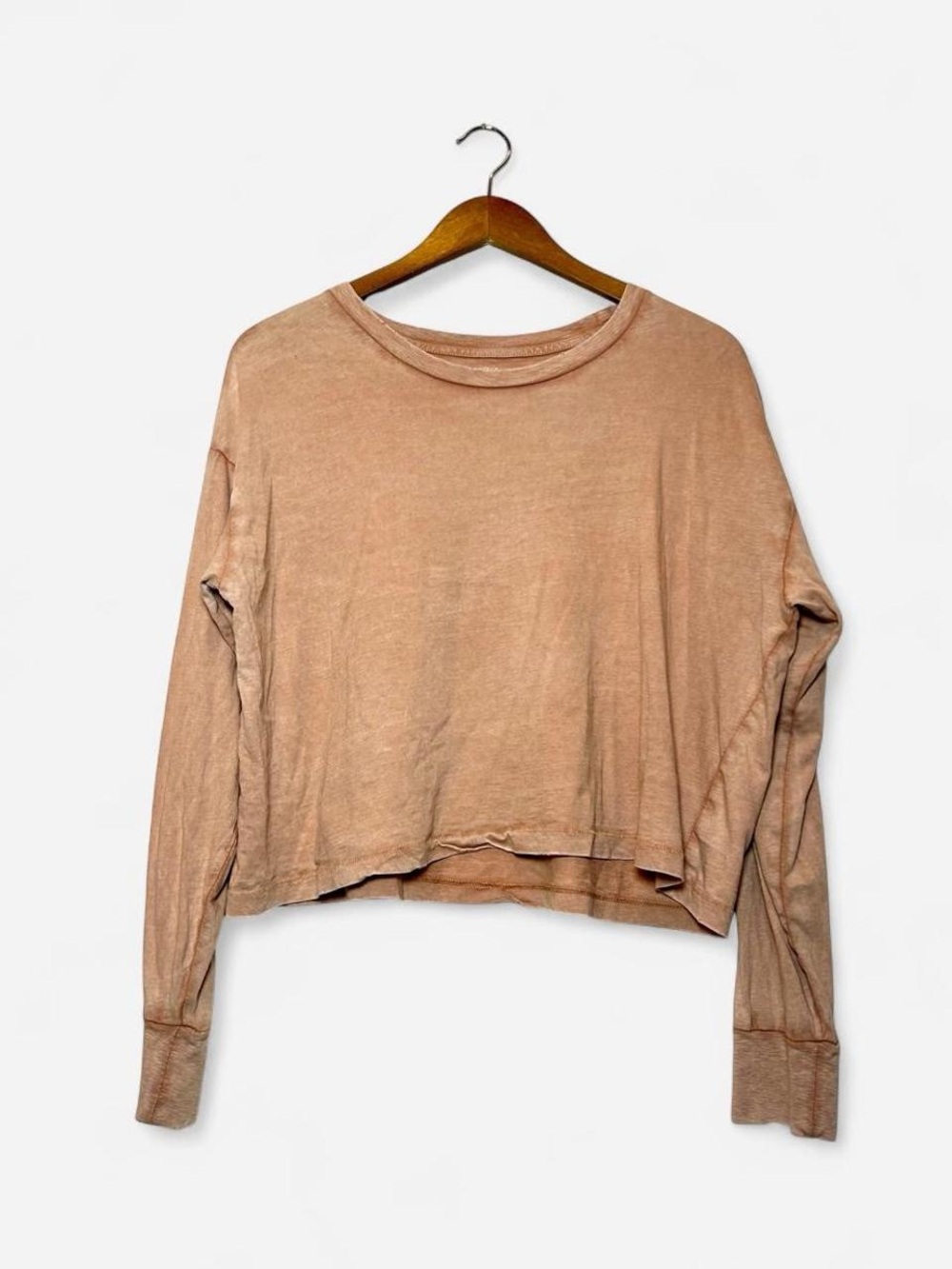 Aerie Cropped Long Sleeve Top in Dusty Rose